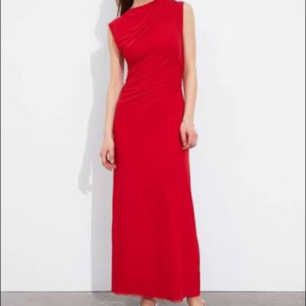& other stories- sleeveless red midi dress